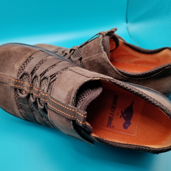 Rocket Dog. Brown suede leather chunky sneakers, orange details. Women's Size 7. - Picture 5 of 5
